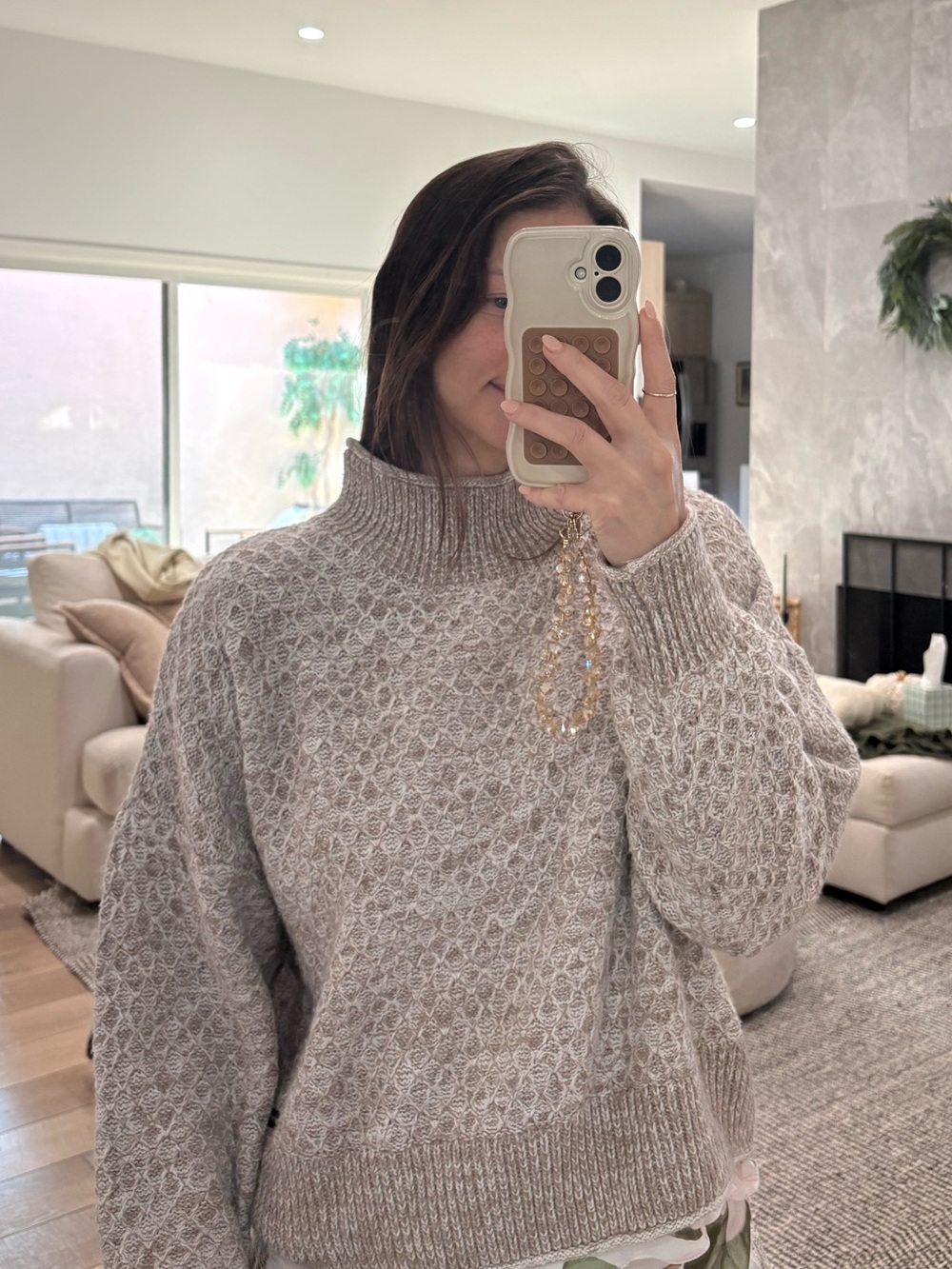 Calvin Klein Jeans  Turtleneck Sweater in Brown & Cream